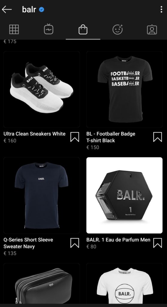 Instagram shopping feed Balr