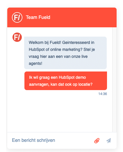 Hubspot livechat voorbeeld